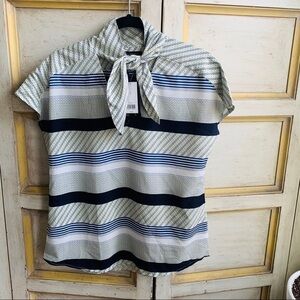 BANANA REPUBLIC Patterned Tie Neck Blouse NWT